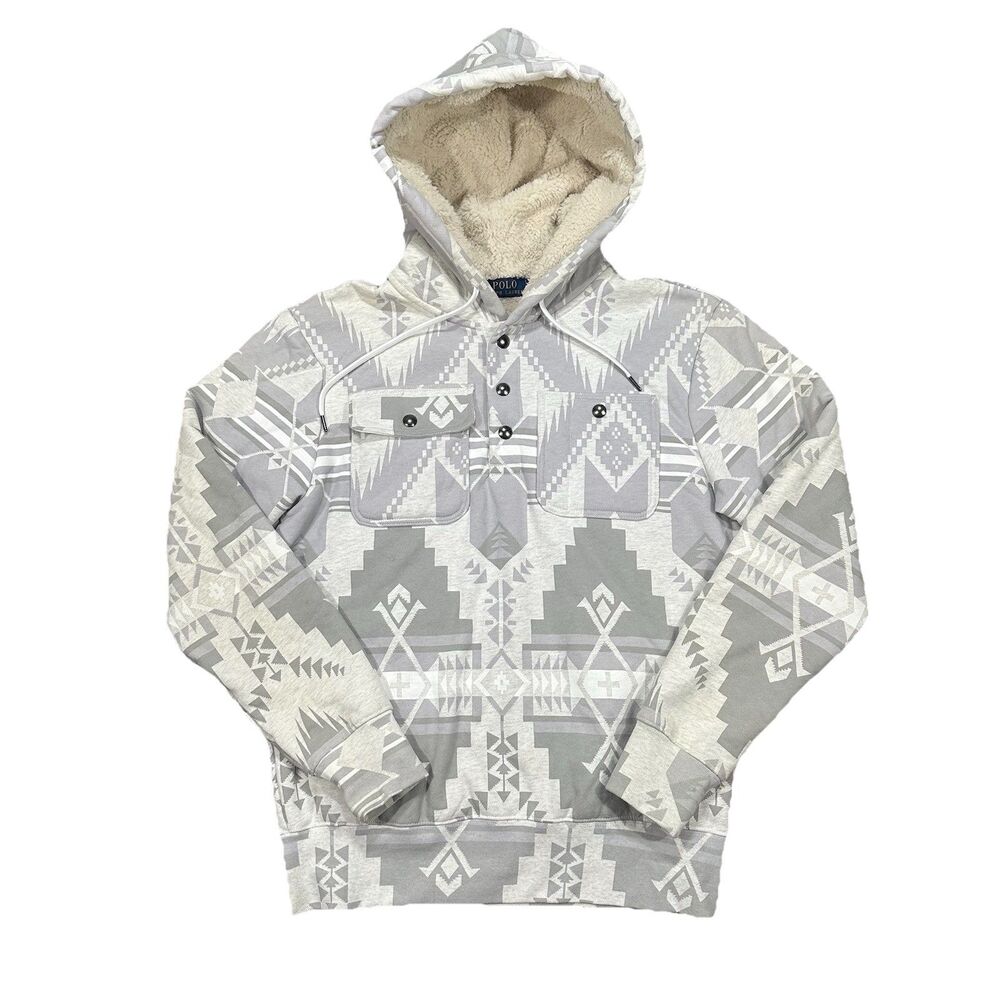Ralph Lauren Polo Southwestern Fleece Hoodie Hooded Pullover Sweatshirt Small